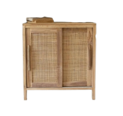 $459.
Measures 28"W x 14"D x 30"H. Cane Sliding Door Cabinet