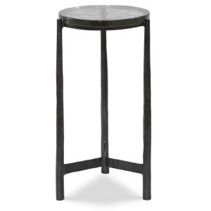 $539
Measures 12" Diameter x 23"H. Gunmetal & Art Glass Top Accent Table