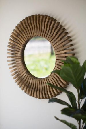 $199
Measures 32" diameter.
Mirror framed with wooden pegs. Round Wooden Mirror