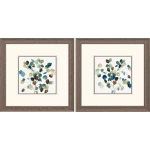 $109.
Measures 23"W x 23"H.
Set of 2 Framed Art. Blue Leaves Branch Framed Art