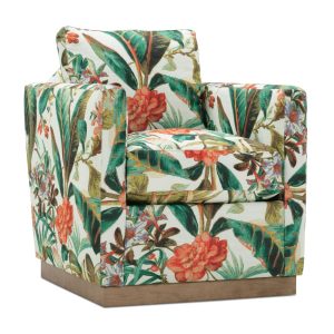 Fabric: $1,589-$2,609
Leather: $2,839-$3,679
Measures 28"W x 32"D x 35"H
Available in a variety of fabrics, leathers, and wood finishes, Alba Swivel Chair